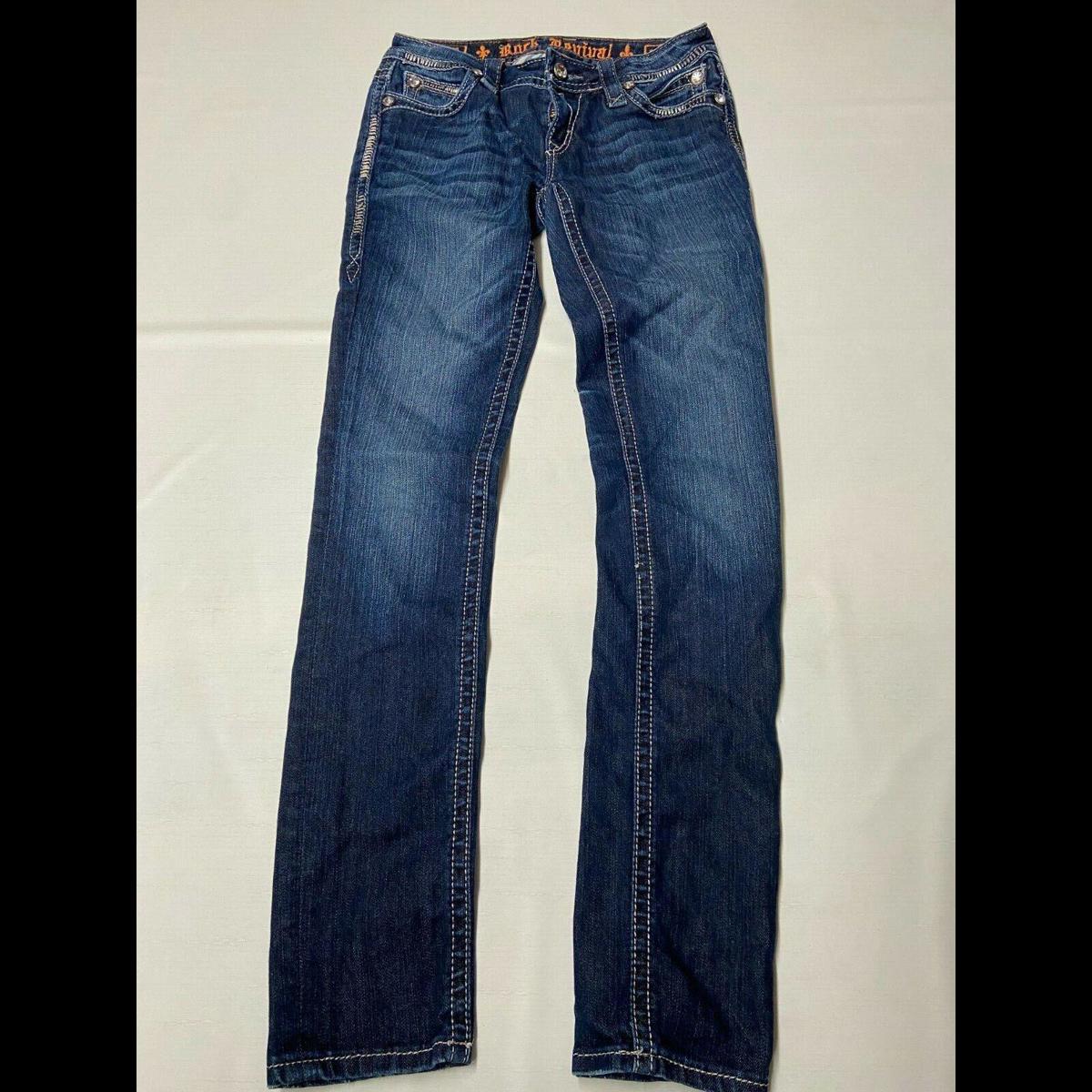 Womens Rock Revival Dark Wash Kathy Skinny Jeans Sz 25x31